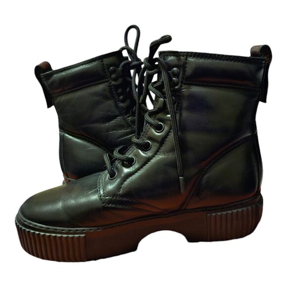 AGL Chunky Platform Black Leather Lace-up Boots Women’s - Size 40/10 - Picture 4 of 10